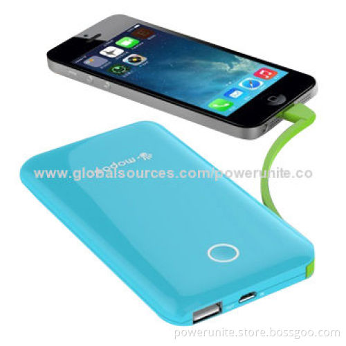 New Built-in Cable Ultra-thin Power Bank, 6,600mAh for All Mobile Phones
